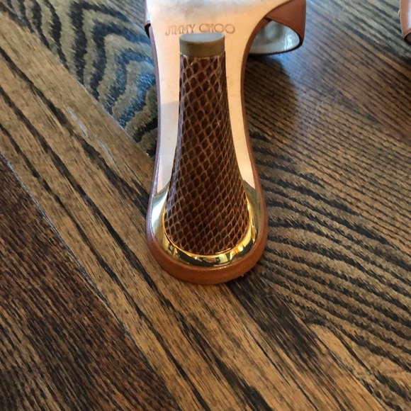 Jimmy Choo tan nappa watersnake slide - Picture 9 of 10